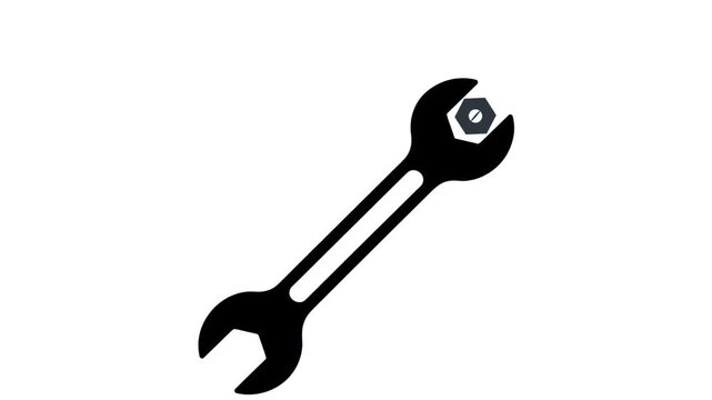 Wrench Tool Repair Icon Animation on White Background