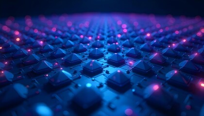 Fototapeta premium Particles Abstract Background with Glowing Blue and Purple Light Effects Creating a Dynamic Cosmic or Digital Texture