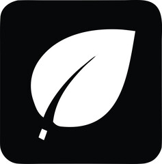 Simple white leaf icon on rounded square symbolizing nature growth and eco-friendly concepts