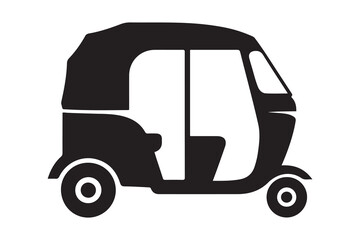 Auto rickshaw symbol sign silhouette icon. Vector Black silhouettes. with white background