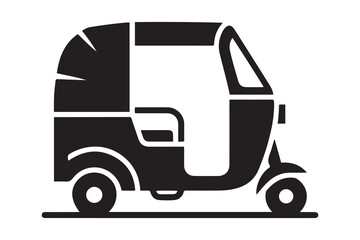 Auto rickshaw symbol sign silhouette icon. Vector Black silhouettes. with white background