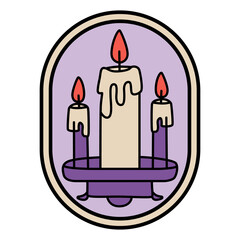 Spooky Halloween Bats, Candle, Stars, Vector Illustration Icon