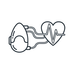 Medical device connected to a heart icon with an ECG waveform, symbolizing health monitoring and cardiac function.