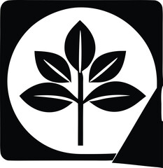 Bold graphic symbol of a five-leafed plant stem in a circle ideal for organic food brands and sustainable agriculture themes