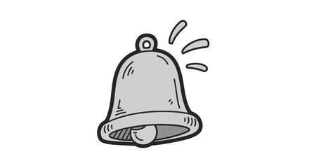 Hand-drawn illustration of a ringing bell with sound waves.