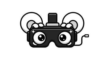 Playful Cartoon Virtual Reality Headset with Expressive Eyes and Ears.