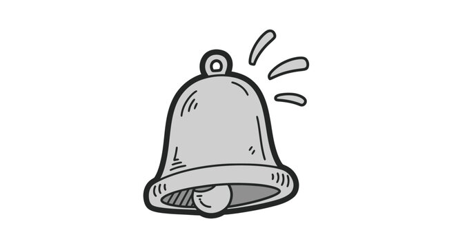 Hand-drawn illustration of a ringing bell with sound waves.