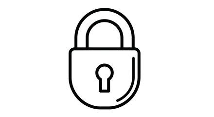 Simple Black and White Outline of a Padlock Icon.