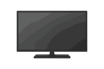 Modern flat screen TV with blank LCD LED display, isolated on transparent background. Stylish vector illustration of sleek television set for home entertainment and electronics design.