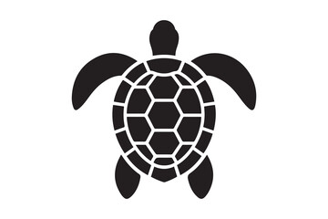 Obraz premium Ocean turtle simple icon. Vector Black silhouettes. with white background