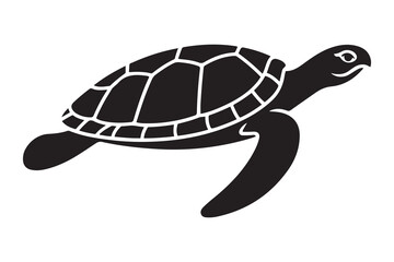 Ocean turtle simple icon. Vector Black silhouettes. with white background