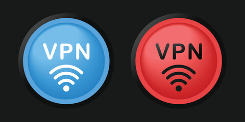 Vpn activation click button. Illustration vector