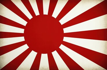 Rising sun flag of Japan on old paper canvas. Concept image for war history, japanese empire. Grunge dirty texture. Retro banner for patriotism symbol. Asian culture design element.