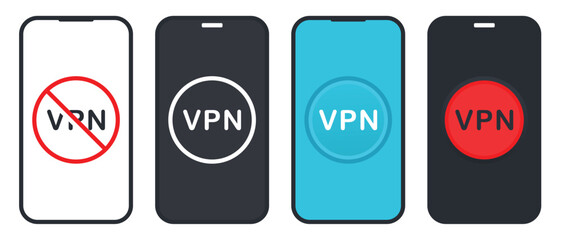 Phone with Virtual private network connection. Illustration vector