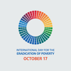 Vector art of international day for the eradication of poverty on october 17, represented by a colorful circular graphic and text, symbolizing diversity and hope