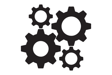 Three gear sign simple icon. Vector Black silhouettes. with white background
