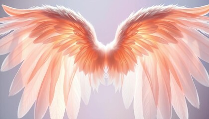 Delicate, translucent angel wings, soft pastel hues, ethereal glow, adorable, innocence