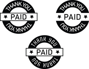 Paid Sign Word Text Rubber Stamp Grunge Effect Vector Illustration, Grunge rubber stamp with the text Paid and Thank you, Distressed red paid stamp isolated on transparent background. Paid Logo Icon