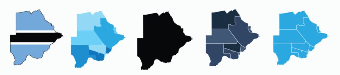 “Editable map of Botswana showing borders and major regions for educational or travel use.”