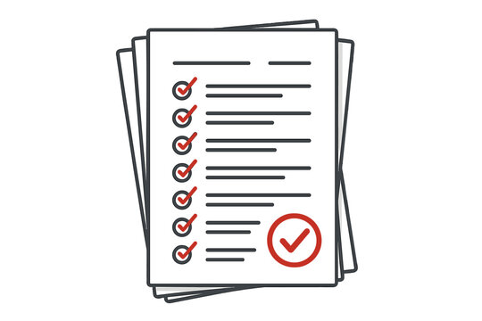 Exam form or survey paper sheets pile. Answered quiz checklist and success result assessment. Idea of education test, questionnaire, document vector illustration for evaluation.