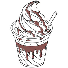 Creamy vanilla soft serve swirled high in a clear cup, a delightful summer treat against a bright white backdrop.