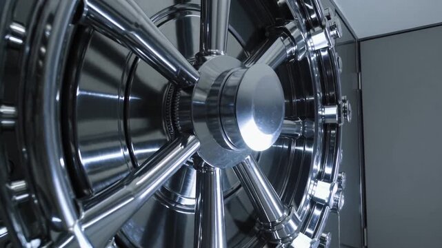 Secure vault door reveals robust construction for maximum protection in financial facilities