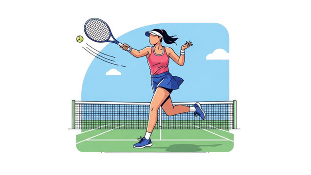 Athletic Woman Padel Player Holding Racket in Active Motion – Vector Illustration AI EPS PNG