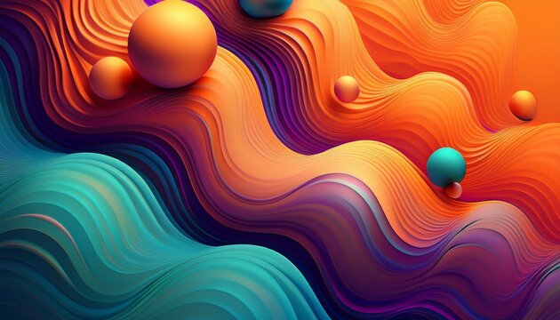 abstract background orange purple teal gradient spheres curves - Powered by Adobe