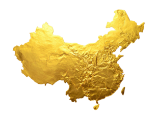 Gold foil map of China