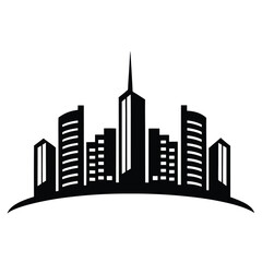 Naklejka premium Modern city skyline silhouette with a central spire