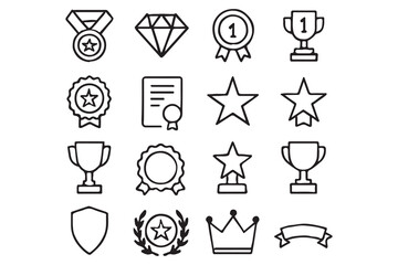 Awards, Trophies, and Badges A Collection of Achievement Icons vector