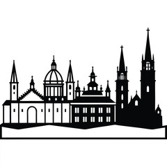 Fototapeta premium Black and white skyline illustration of salzburg