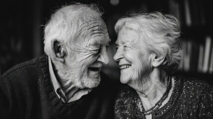 Cherishing love an elderly couple sharing joyful moments at home intimate portrait in a cozy environment
