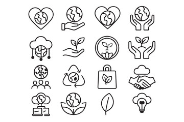 Eco-Friendly Icons Save the Planet, Nature, Sustainability vector