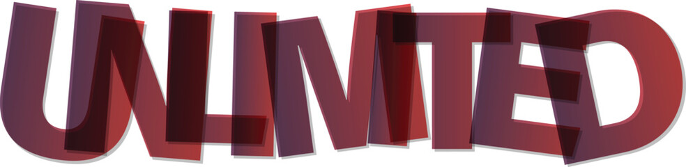 Unlimited text illustration with layered effect and vibrant color scheme