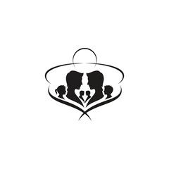 Parenting harmony logo showing a family silhouette with the sun