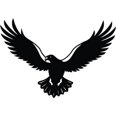 A silhouette of an eagle with wings spread wide