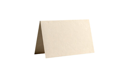 Blank, cream-colored place card, folded in a simple tri-fold style