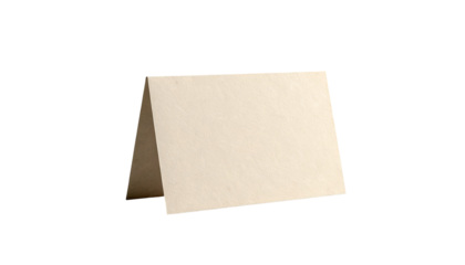 Blank, cream-colored place card, folded in a simple tri-fold style