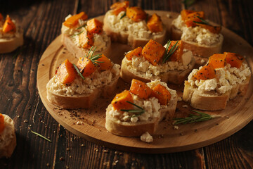Seasonal bruschetta sandwiches with pumpkin	