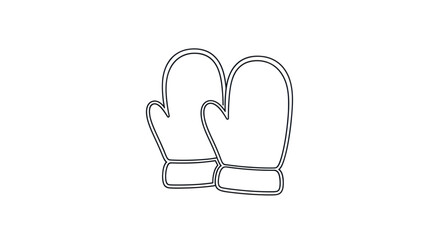 Simple Outline Drawing of a Pair of Cozy Winter Mittens. © kopi