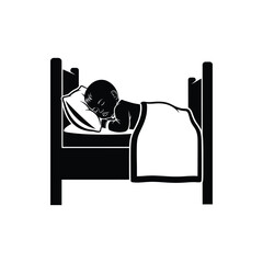 Illustration of a baby sleeping peacefully in a bed