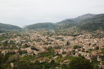 Fototapeta premium The panorama of Soller from Ses Tres Creus, Mallorca, Spain