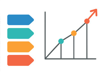 Infographic template with 4 steps for business presentation. Vector chart showing growth and success. Diagram for workflow, strategy, options, or process visualization.