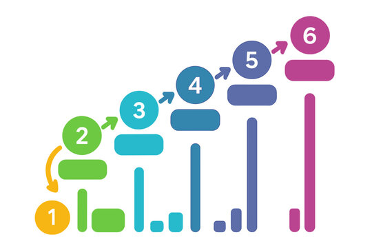 Vector infographic template with 6 steps. Business data process chart for presentation. Abstract elements of graph, diagram with options, parts, or processes. Timeline concept.