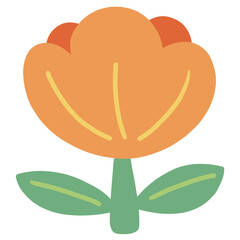 Orange flower cute flat PNG