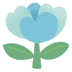 Light blue flower flat cartoon PNG