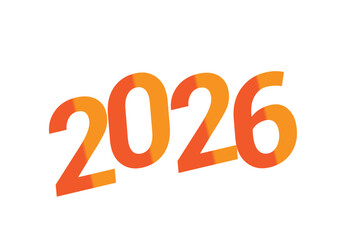 Bold Gradient 2026 Number Text Design Isolated on White Background