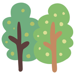 Cute twin trees cartoon illustration PNG