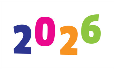 Colorful 2026 Number Design Vector Illustration Isolated on White Background